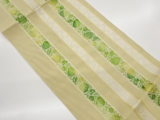 JAPANESE KIMONO / NAGOYA OBI FOR SUMMER / WOVEN ARABESQUE FLOWER 